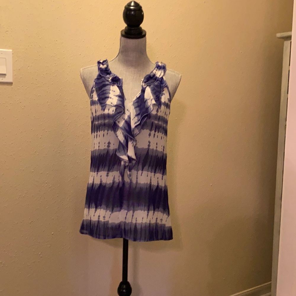 Blue and white tie dye sleeveless summer top